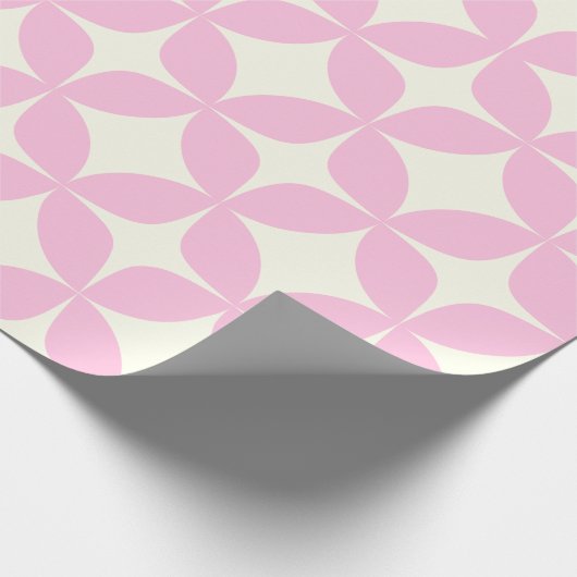 Retro geometrisch roze wit midden eeuw patroon cadeaupapier (Hoek)