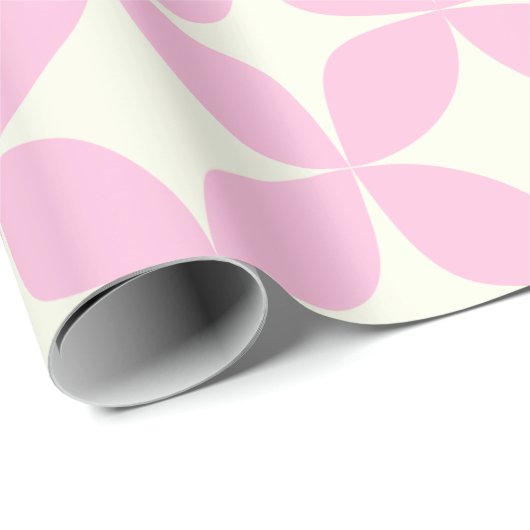 Retro geometrisch roze wit midden eeuw patroon cadeaupapier (Rol Hoek)