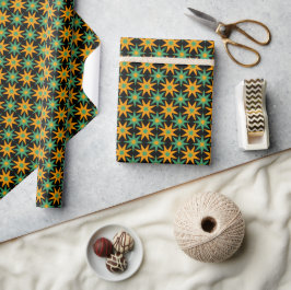Retro geometrisch sterrenpatroon verjaardagscadeau cadeaupapier