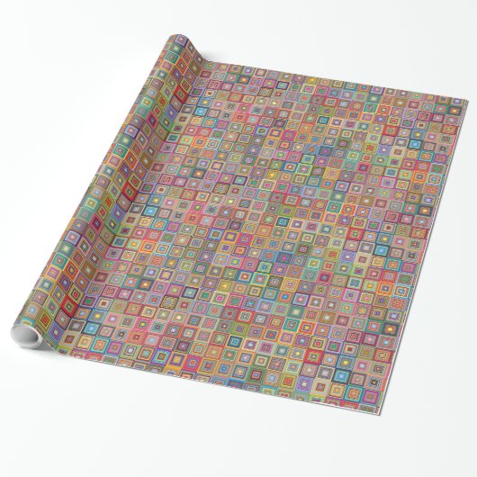 Retro Geometrisch Tegelpatroon Cadeaupapier (Uitgerold)