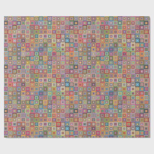 Retro Geometrisch Tegelpatroon Cadeaupapier (Vlak)