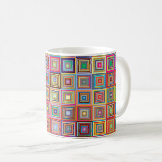 Retro geometrisch tegelpatroon vierkant koffiemok