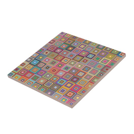 Retro geometrisch tegelpatroon vierkant tegeltje (Zijkant)