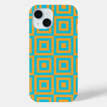 Retro geometrisch vierkant patroon – Krachtig oran