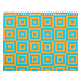 Retro geometrisch vierkant patroon – Krachtig oran Kalender