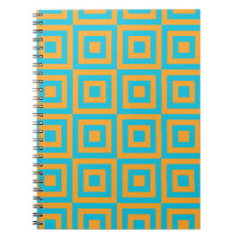 Retro geometrisch vierkant patroon – Krachtig oran Notitieboek
