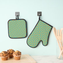 Retro geometrisch vierkant patroon – Krachtig oran