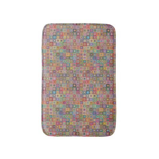 Retro geometrisch vierkant tegelpatroon badmat (Voorkant Verticaal)