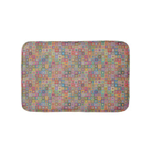 Retro geometrisch vierkant tegelpatroon badmat
