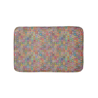 Retro geometrisch vierkant tegelpatroon badmat
