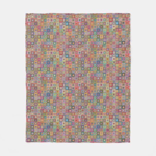 Retro geometrisch vierkant tegelpatroon fleece deken (Voorkant)