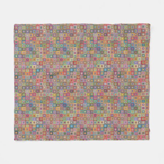 Retro geometrisch vierkant tegelpatroon fleece deken (Voorkant (Horizontaal))
