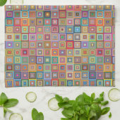 Retro geometrisch vierkant tegelpatroon theedoek (Gevouwen)