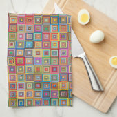 Retro geometrisch vierkant tegelpatroon theedoek (Quarter Fold)