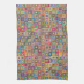Retro geometrisch vierkant tegelpatroon theedoek (Verticaal)