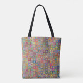 Retro geometrisch vierkant tegelpatroon tote bag (Achterkant)