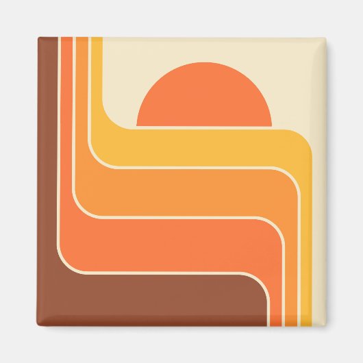 Retro geometrisch zonontwerp magneet (Voorkant)