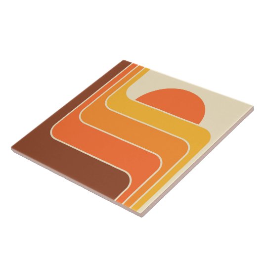 Retro geometrisch zonontwerp tegeltje (Zijkant)