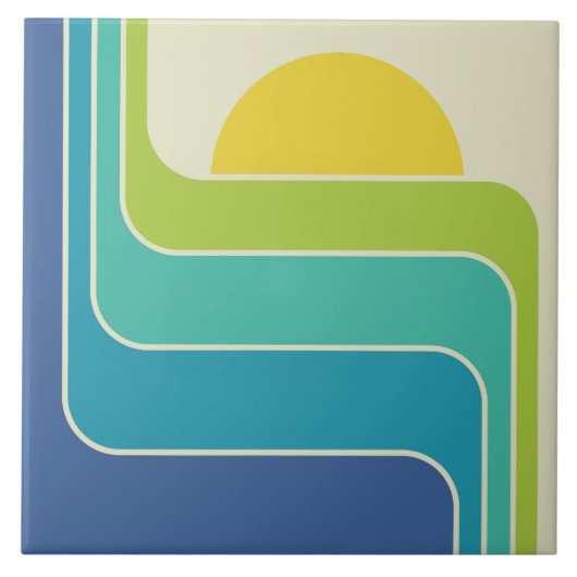 Retro geometrisch zonontwerp tegeltje (Voorkant)