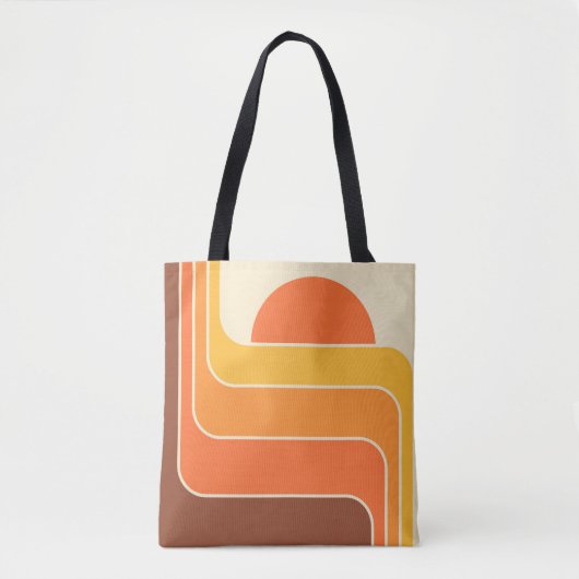 Retro geometrisch zonontwerp tote bag (Voorkant)