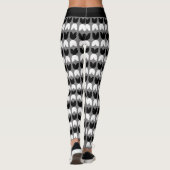 Retro Geometrisch Zwart Grijs Tulpen Patroon Leggings (Achterkant)