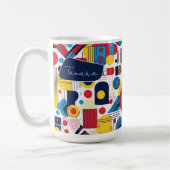 Retro Geometrische Abstract Pat#10 Navy Red ID1067 Koffiemok (Links)
