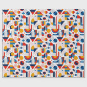 Retro Geometrische Abstract Pat#11 Navy Gold ID106 Cadeaupapier (Vlak)