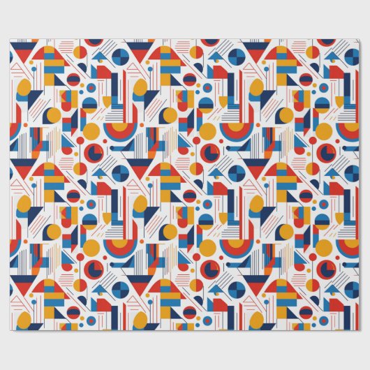 Retro Geometrische Abstract Pat#11 Navy Gold ID106 Cadeaupapier (Vlak)