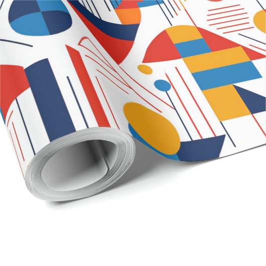 Retro Geometrische Abstract Pat#11 Navy Gold ID106 Cadeaupapier (Rol Hoek)