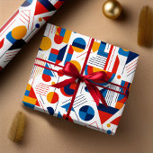 Retro Geometrische Abstract Pat#11 Navy Gold ID106 Cadeaupapier