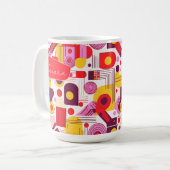 Retro Geometrische Abstract Pat#13 Rood Sinaasappe Koffiemok (Voorkant links)