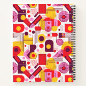 Retro Geometrische Abstract Pat#13 Rood Sinaasappe Notitieboek (Achterkant)