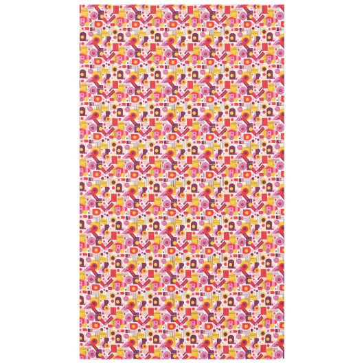 Retro Geometrische Abstract Pat#13 Rood Sinaasappe Tafelkleed (Voorkant)