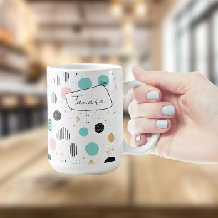 Retro Geometrische Abstract Pat#1 Blauwgroen Roze  Koffiemok