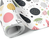 Retro Geometrische Abstract Pat#2 Sage Roze ID1067 Cadeaupapier (Rol Hoek)