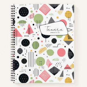 Retro Geometrische Abstract Pat#2 Sage Roze ID1067 Notitieboek