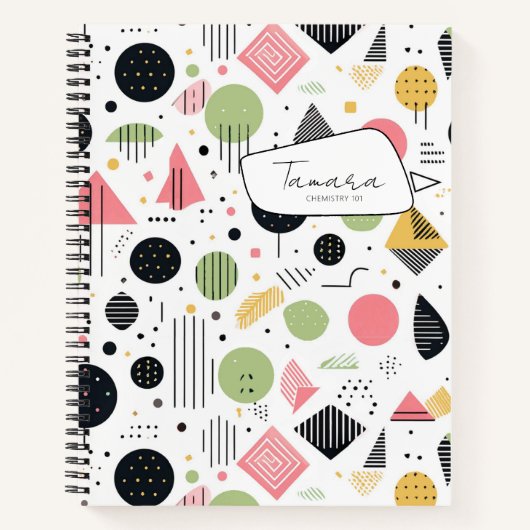 Retro Geometrische Abstract Pat#2 Sage Roze ID1067 Notitieboek (Voorkant)