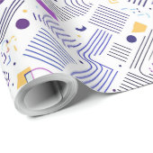 Retro Geometrische Abstract Pat#4 Paarse Blauw ID1 Cadeaupapier (Rol Hoek)