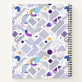 Retro Geometrische Abstract Pat#4 Paarse Blauw ID1 Notitieboek (Achterkant)