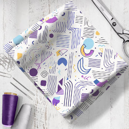 Retro Geometrische Abstract Pat#4 Paarse Blauw ID1 Stof