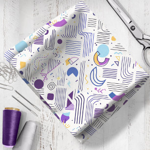 Retro Geometrische Abstract Pat#4 Paarse Blauw ID1 Stof