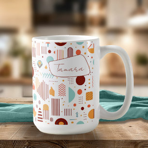 Retro Geometrische Abstract Pat#5 Brick Gold ID106 Koffiemok