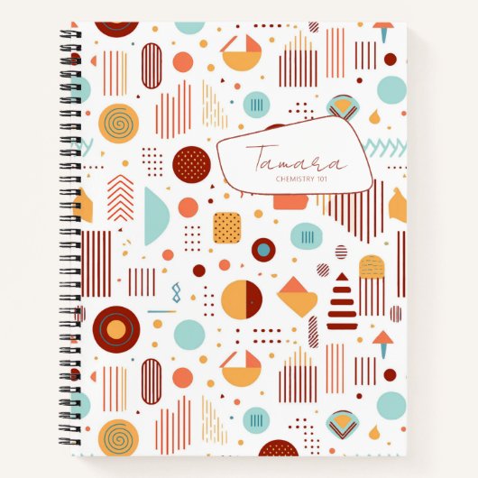 Retro Geometrische Abstract Pat#5 Brick Gold ID106 Notitieboek (Voorkant)