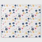 Retro Geometrische Abstract Pat#6 Navy Roos ID1067 Cadeaupapier (Vlak)