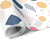Retro Geometrische Abstract Pat#6 Navy Roos ID1067 Cadeaupapier (Rol Hoek)