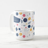 Retro Geometrische Abstract Pat#6 Navy Roos ID1067 Koffiemok (Voorkant links)