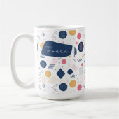 Retro Geometrische Abstract Pat#6 Navy Roos ID1067 Koffiemok (Links)