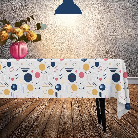 Retro Geometrische Abstract Pat#6 Navy Roos ID1067 Tafelkleed