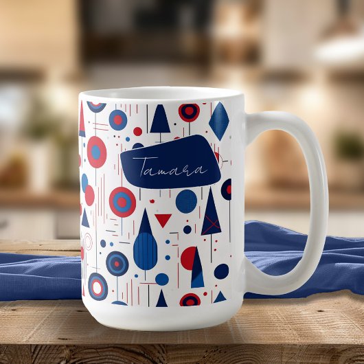 Retro Geometrische Abstract Pat#9 Navy Red ID1067 Koffiemok