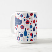 Retro Geometrische Abstract Pat#9 Navy Red ID1067 Koffiemok (Voorkant links)